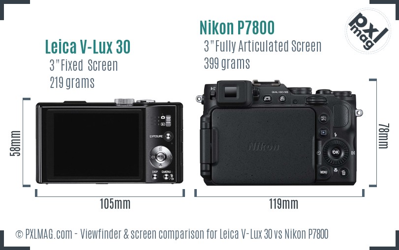 Leica V-Lux 30 vs Nikon P7800 Screen and Viewfinder comparison