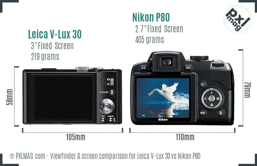 Leica V-Lux 30 vs Nikon P80 Screen and Viewfinder comparison
