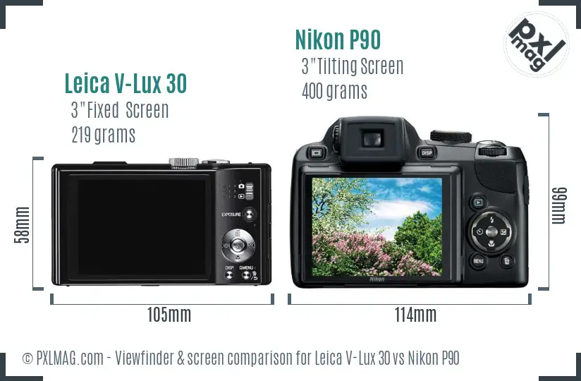 Leica V-Lux 30 vs Nikon P90 Screen and Viewfinder comparison