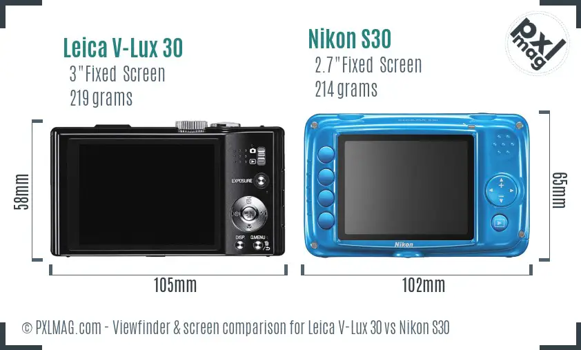 Leica V-Lux 30 vs Nikon S30 Screen and Viewfinder comparison