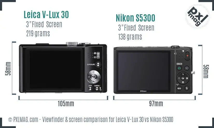 Leica V-Lux 30 vs Nikon S5300 Screen and Viewfinder comparison