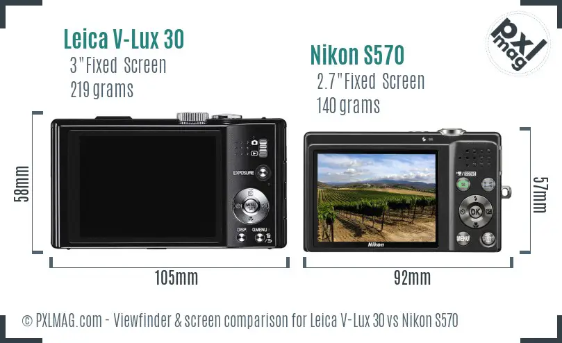 Leica V-Lux 30 vs Nikon S570 Screen and Viewfinder comparison