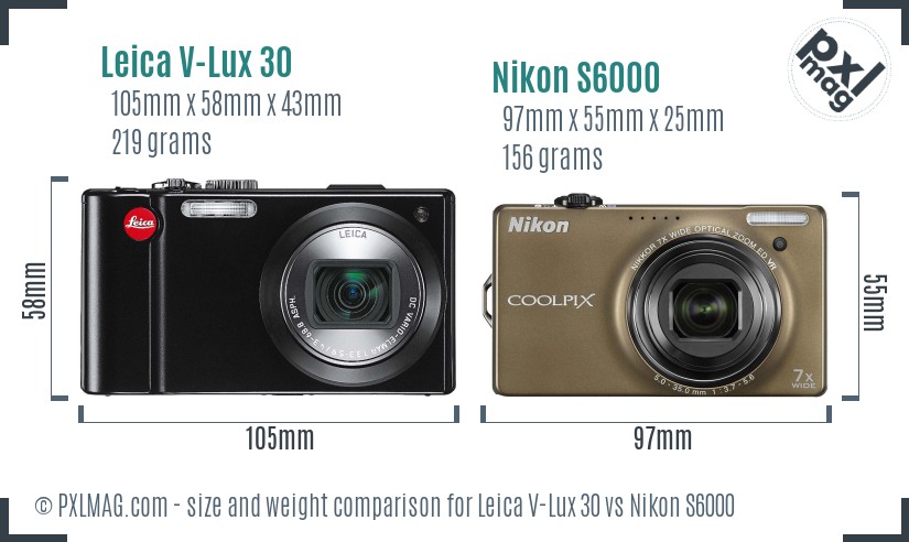 Leica V-Lux 30 vs Nikon S6000 size comparison Leica V-Lux 30 vs Nikon S6000 size comparison