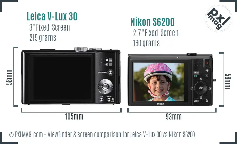 Leica V-Lux 30 vs Nikon S6200 Screen and Viewfinder comparison