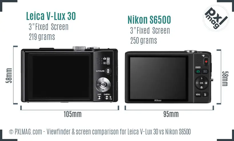 Leica V-Lux 30 vs Nikon S6500 Screen and Viewfinder comparison