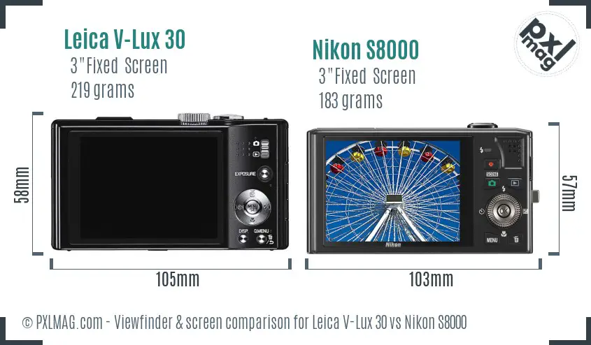 Leica V-Lux 30 vs Nikon S8000 Screen and Viewfinder comparison Leica V-Lux 30 vs Nikon S8000 Screen and Viewfinder comparison