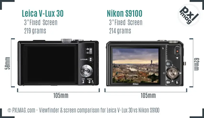 Leica V-Lux 30 vs Nikon S9100 Screen and Viewfinder comparison