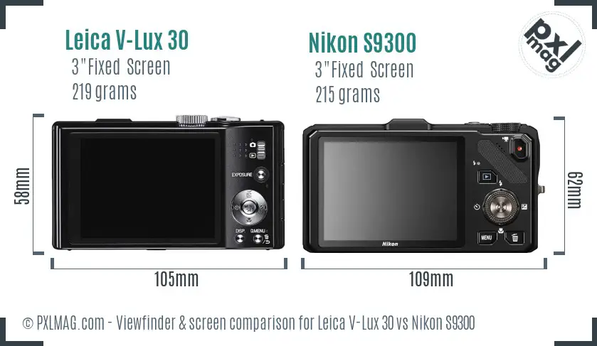 Leica V-Lux 30 vs Nikon S9300 Screen and Viewfinder comparison