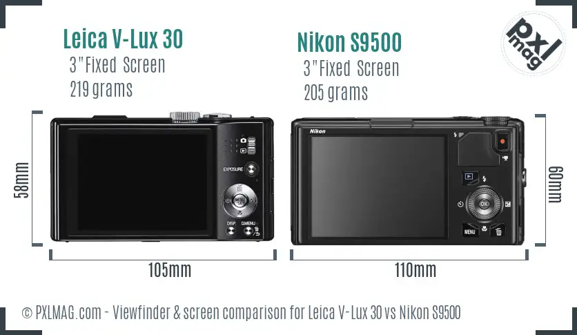 Leica V-Lux 30 vs Nikon S9500 Screen and Viewfinder comparison