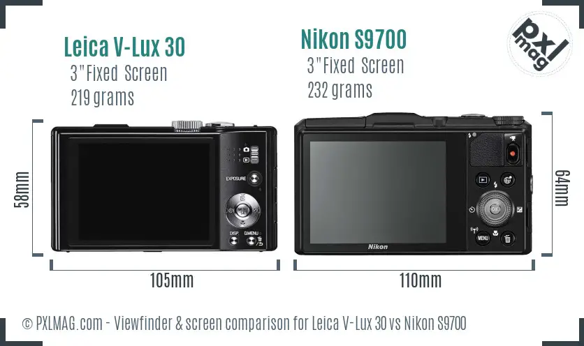 Leica V-Lux 30 vs Nikon S9700 Screen and Viewfinder comparison