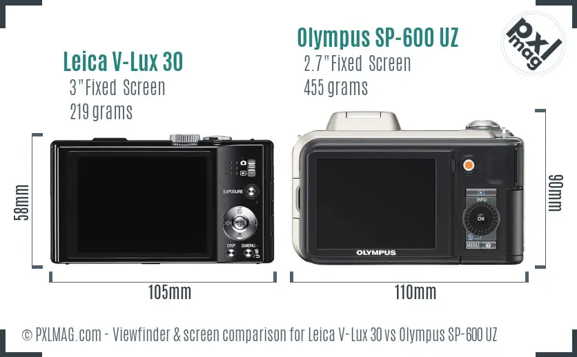 Leica V-Lux 30 vs Olympus SP-600 UZ Screen and Viewfinder comparison