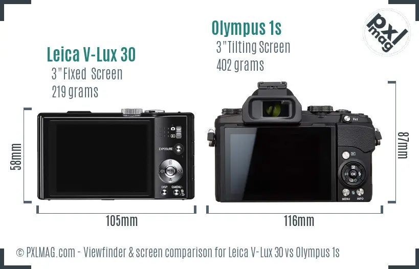 Leica V-Lux 30 vs Olympus 1s Screen and Viewfinder comparison