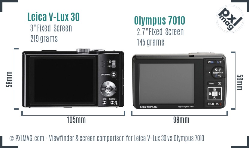 Leica V-Lux 30 vs Olympus 7010 Screen and Viewfinder comparison
