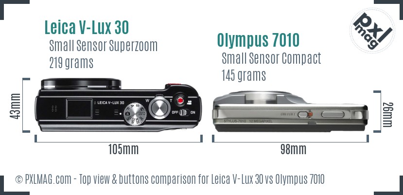 Leica V-Lux 30 vs Olympus 7010 top view buttons comparison