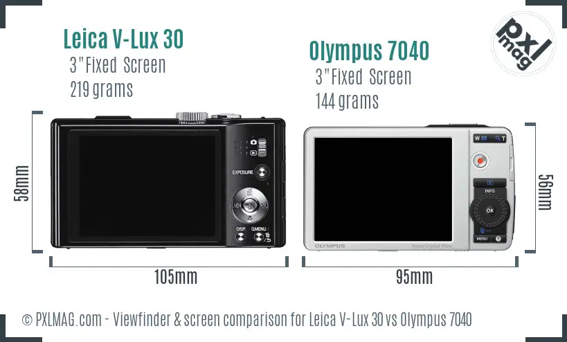Leica V-Lux 30 vs Olympus 7040 Screen and Viewfinder comparison