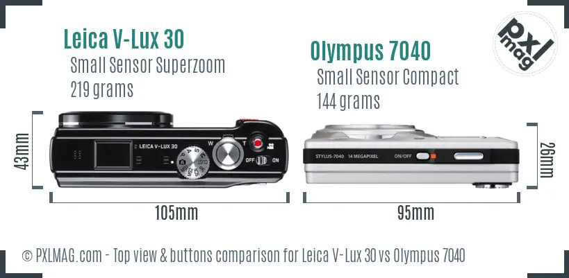 Leica V-Lux 30 vs Olympus 7040 top view buttons comparison