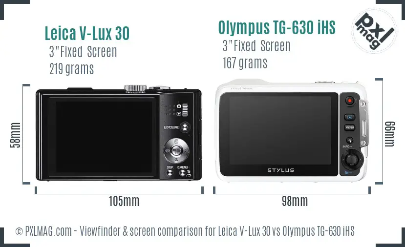 Leica V-Lux 30 vs Olympus TG-630 iHS Screen and Viewfinder comparison Leica V-Lux 30 vs Olympus TG-630 iHS Screen and Viewfinder comparison
