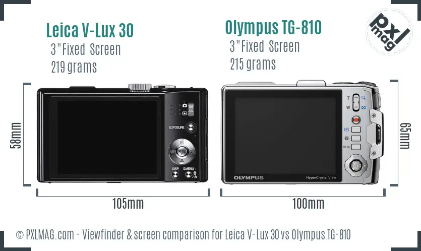 Leica V-Lux 30 vs Olympus TG-810 Screen and Viewfinder comparison