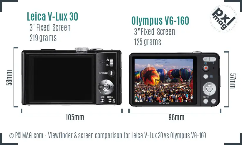 Leica V-Lux 30 vs Olympus VG-160 Screen and Viewfinder comparison