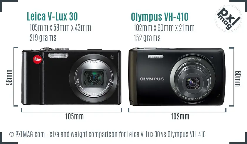 Leica V-Lux 30 vs Olympus VH-410 size comparison