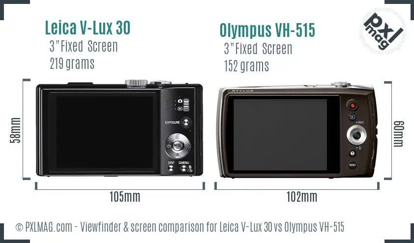 Leica V-Lux 30 vs Olympus VH-515 Screen and Viewfinder comparison