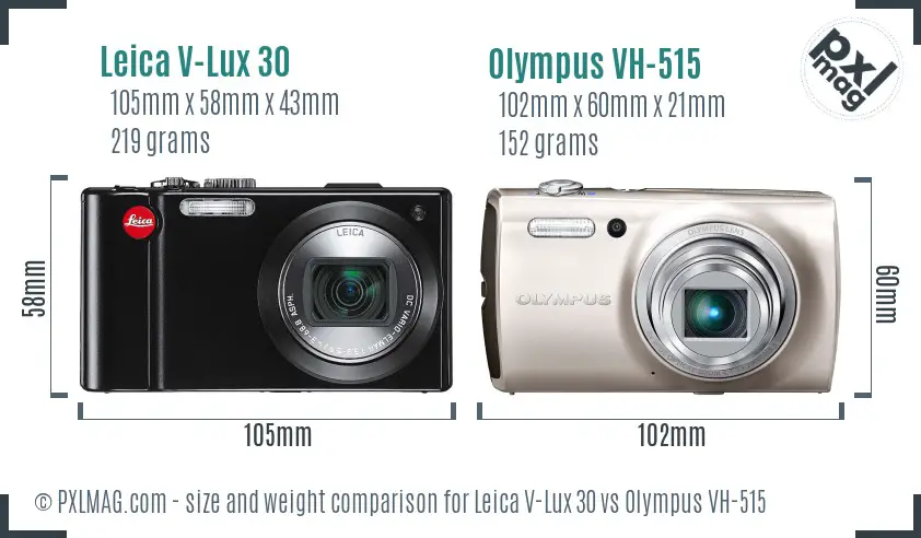 Leica V-Lux 30 vs Olympus VH-515 size comparison