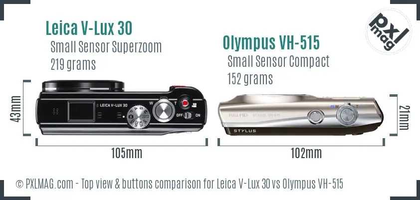 Leica V-Lux 30 vs Olympus VH-515 top view buttons comparison