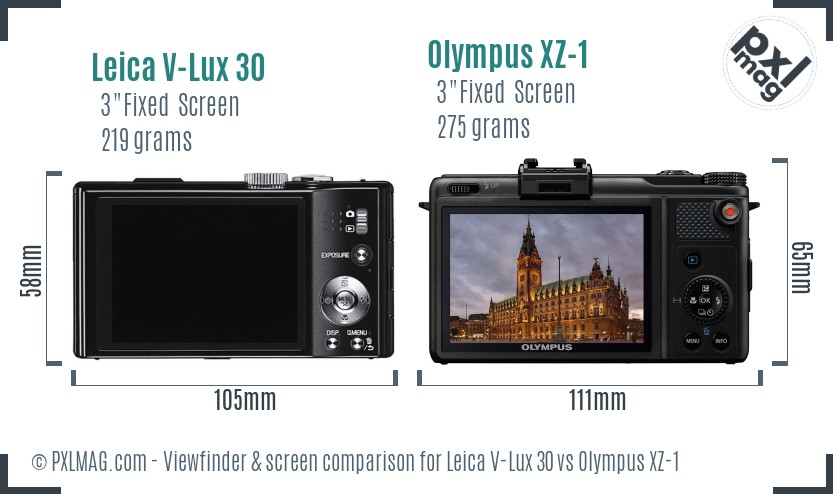 Leica V-Lux 30 vs Olympus XZ-1 Screen and Viewfinder comparison