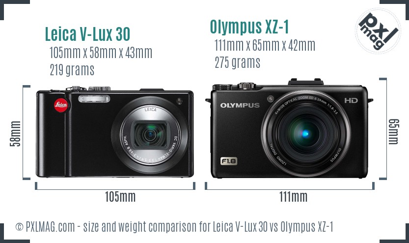 Leica V-Lux 30 vs Olympus XZ-1 size comparison Leica V-Lux 30 vs Olympus XZ-1 size comparison