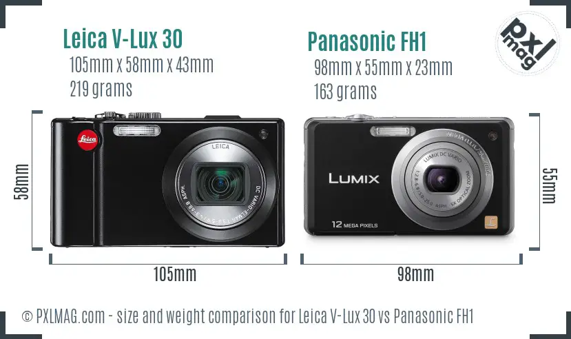 Leica V-Lux 30 vs Panasonic FH1 size comparison