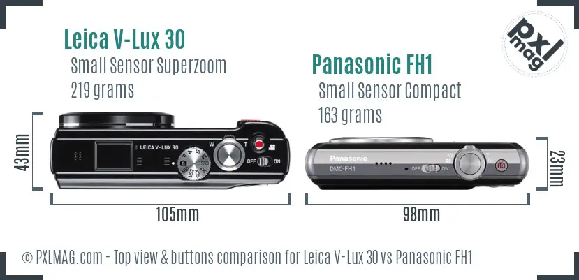 Leica V-Lux 30 vs Panasonic FH1 top view buttons comparison