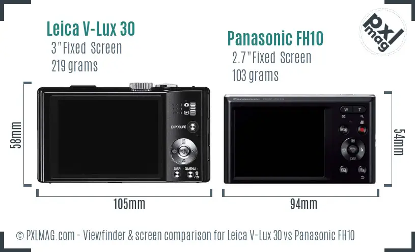 Leica V-Lux 30 vs Panasonic FH10 Screen and Viewfinder comparison