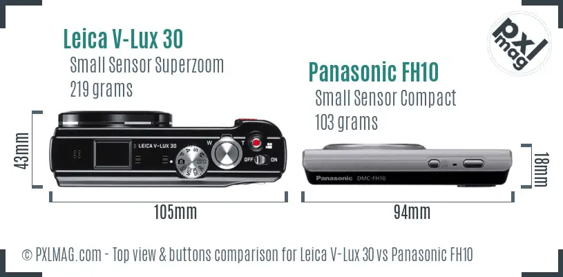 Leica V-Lux 30 vs Panasonic FH10 top view buttons comparison