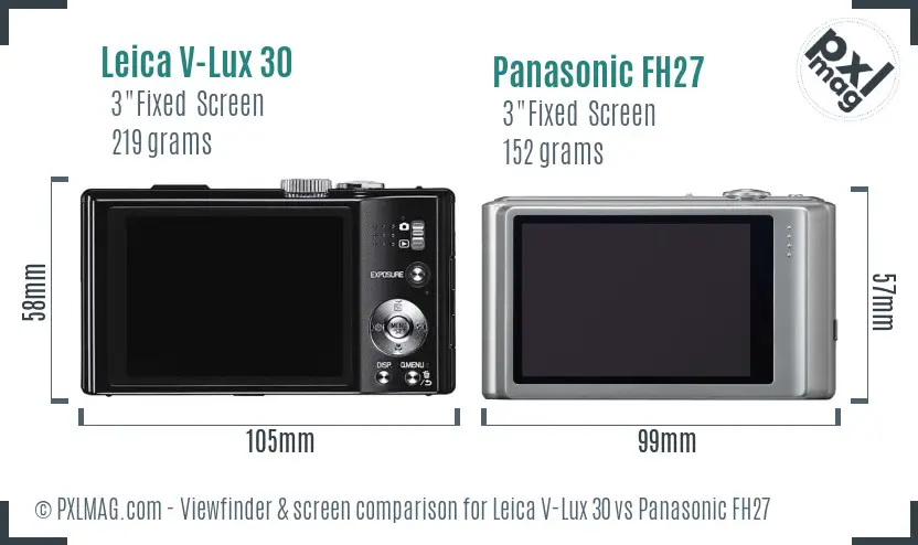 Leica V-Lux 30 vs Panasonic FH27 Screen and Viewfinder comparison