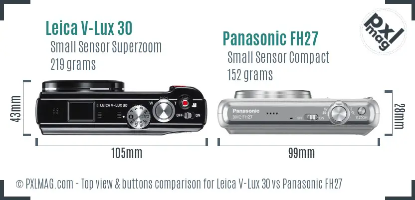 Leica V-Lux 30 vs Panasonic FH27 top view buttons comparison