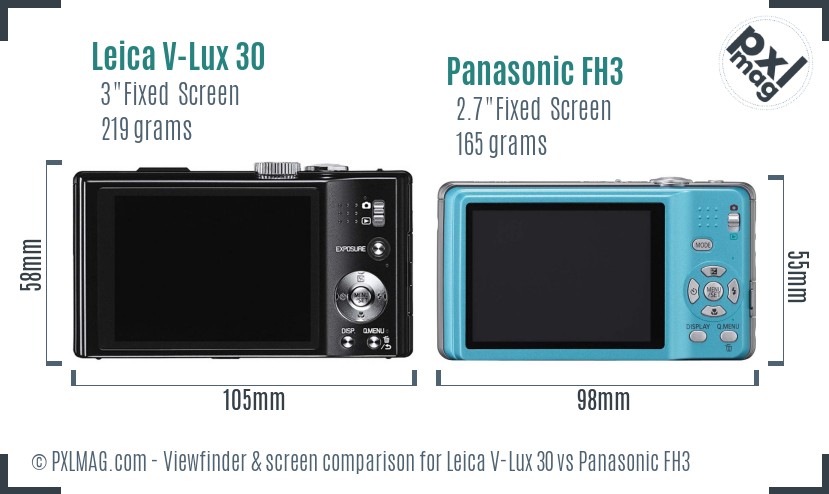 Leica V-Lux 30 vs Panasonic FH3 Screen and Viewfinder comparison