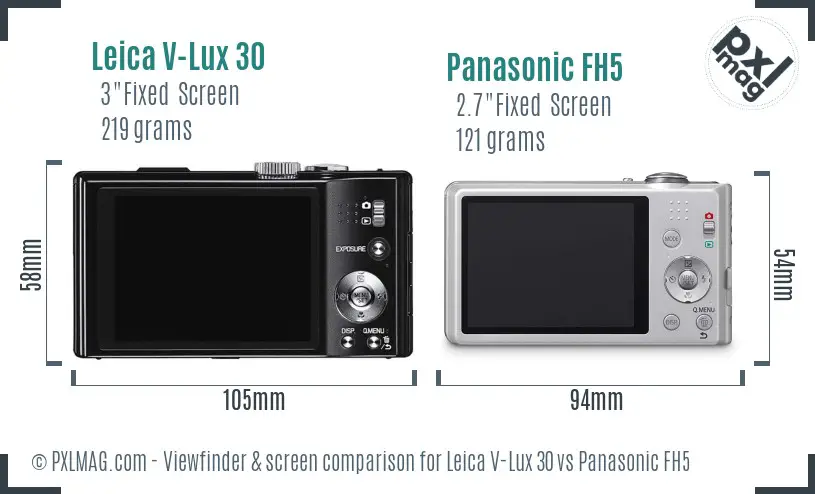 Leica V-Lux 30 vs Panasonic FH5 Screen and Viewfinder comparison