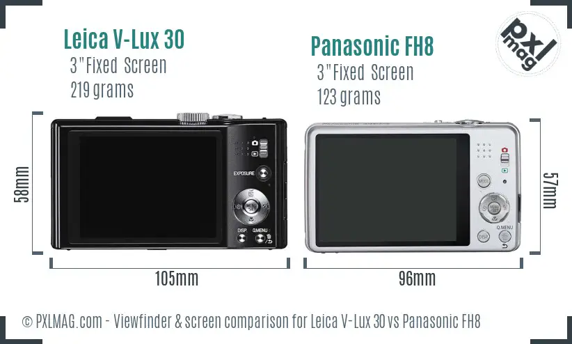 Leica V-Lux 30 vs Panasonic FH8 Screen and Viewfinder comparison Leica V-Lux 30 vs Panasonic FH8 Screen and Viewfinder comparison