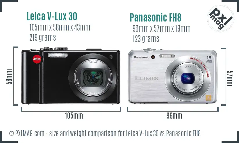 Leica V-Lux 30 vs Panasonic FH8 size comparison Leica V-Lux 30 vs Panasonic FH8 size comparison