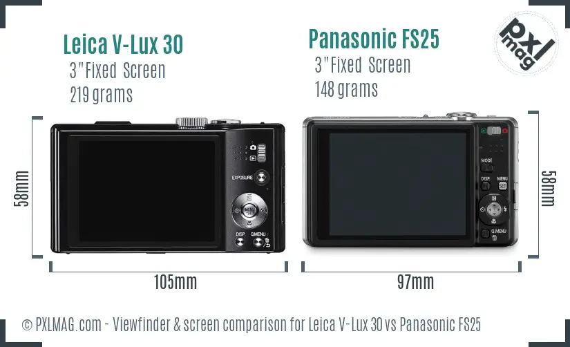 Leica V-Lux 30 vs Panasonic FS25 Screen and Viewfinder comparison