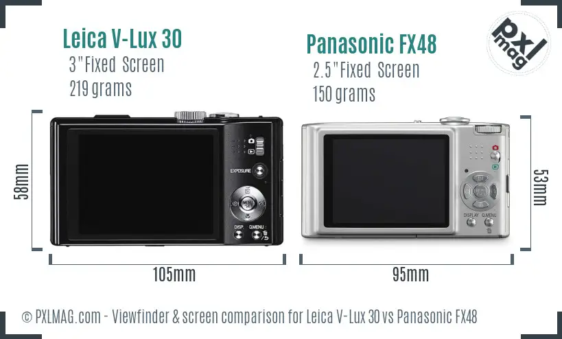 Leica V-Lux 30 vs Panasonic FX48 Screen and Viewfinder comparison Leica V-Lux 30 vs Panasonic FX48 Screen and Viewfinder comparison