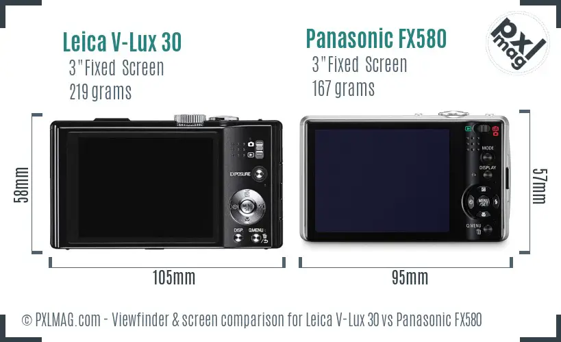 Leica V-Lux 30 vs Panasonic FX580 Screen and Viewfinder comparison Leica V-Lux 30 vs Panasonic FX580 Screen and Viewfinder comparison