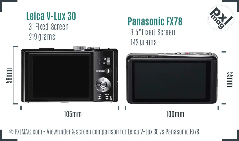 Leica V-Lux 30 vs Panasonic FX78 Screen and Viewfinder comparison