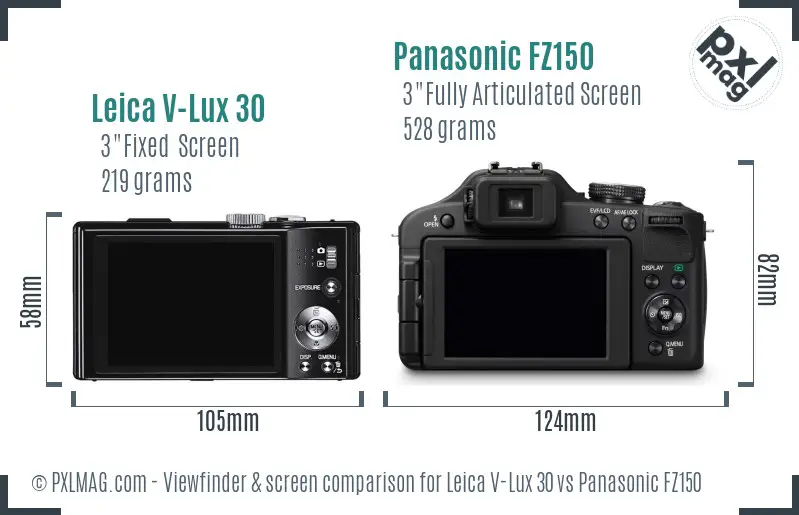 Leica V-Lux 30 vs Panasonic FZ150 Screen and Viewfinder comparison