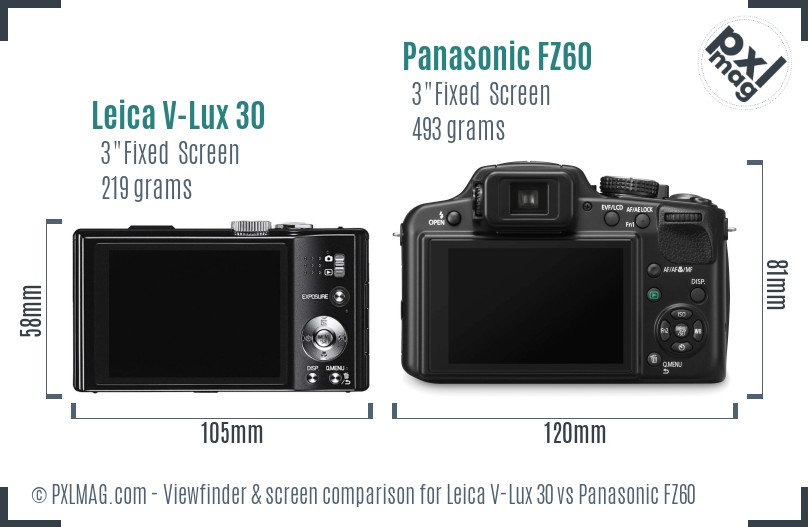 Leica V-Lux 30 vs Panasonic FZ60 Screen and Viewfinder comparison
