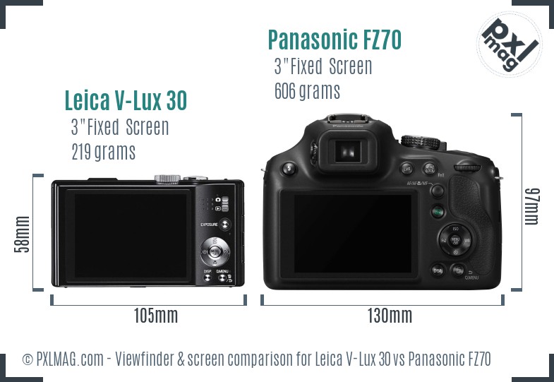 Leica V-Lux 30 vs Panasonic FZ70 Screen and Viewfinder comparison