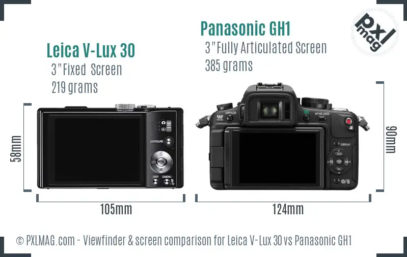 Leica V-Lux 30 vs Panasonic GH1 Screen and Viewfinder comparison