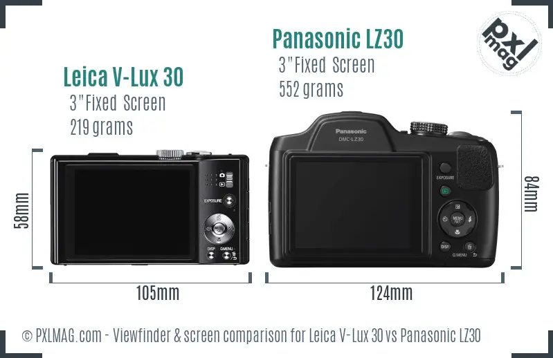 Leica V-Lux 30 vs Panasonic LZ30 Screen and Viewfinder comparison