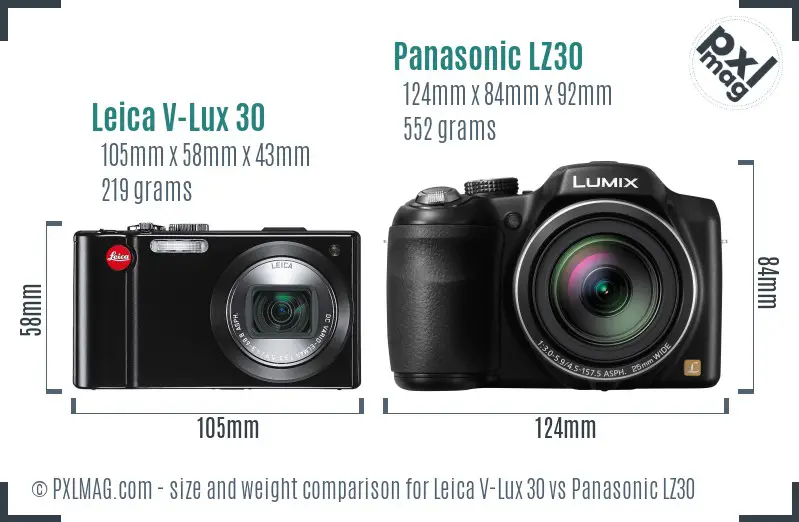 Leica V-Lux 30 vs Panasonic LZ30 size comparison