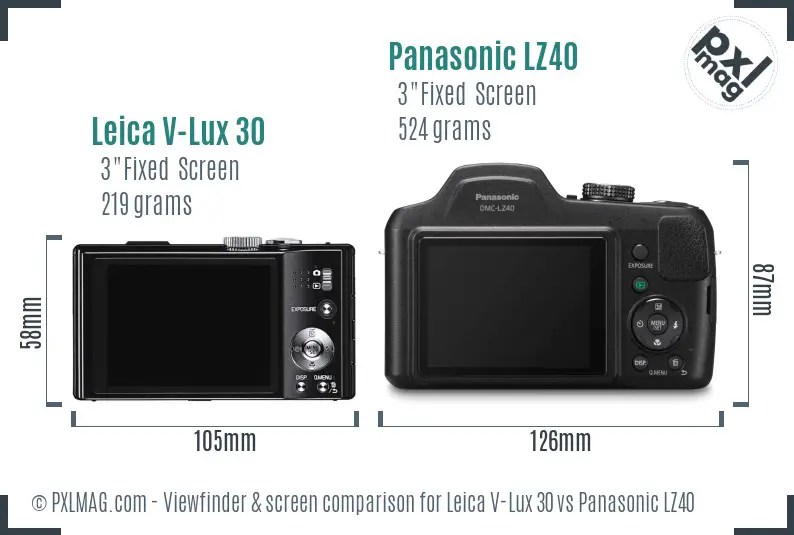 Leica V-Lux 30 vs Panasonic LZ40 Screen and Viewfinder comparison